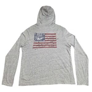 Polo Ralph Lauren Shirt Sz‎ L Grey Cotton Pullover Hoodie American Patriotic